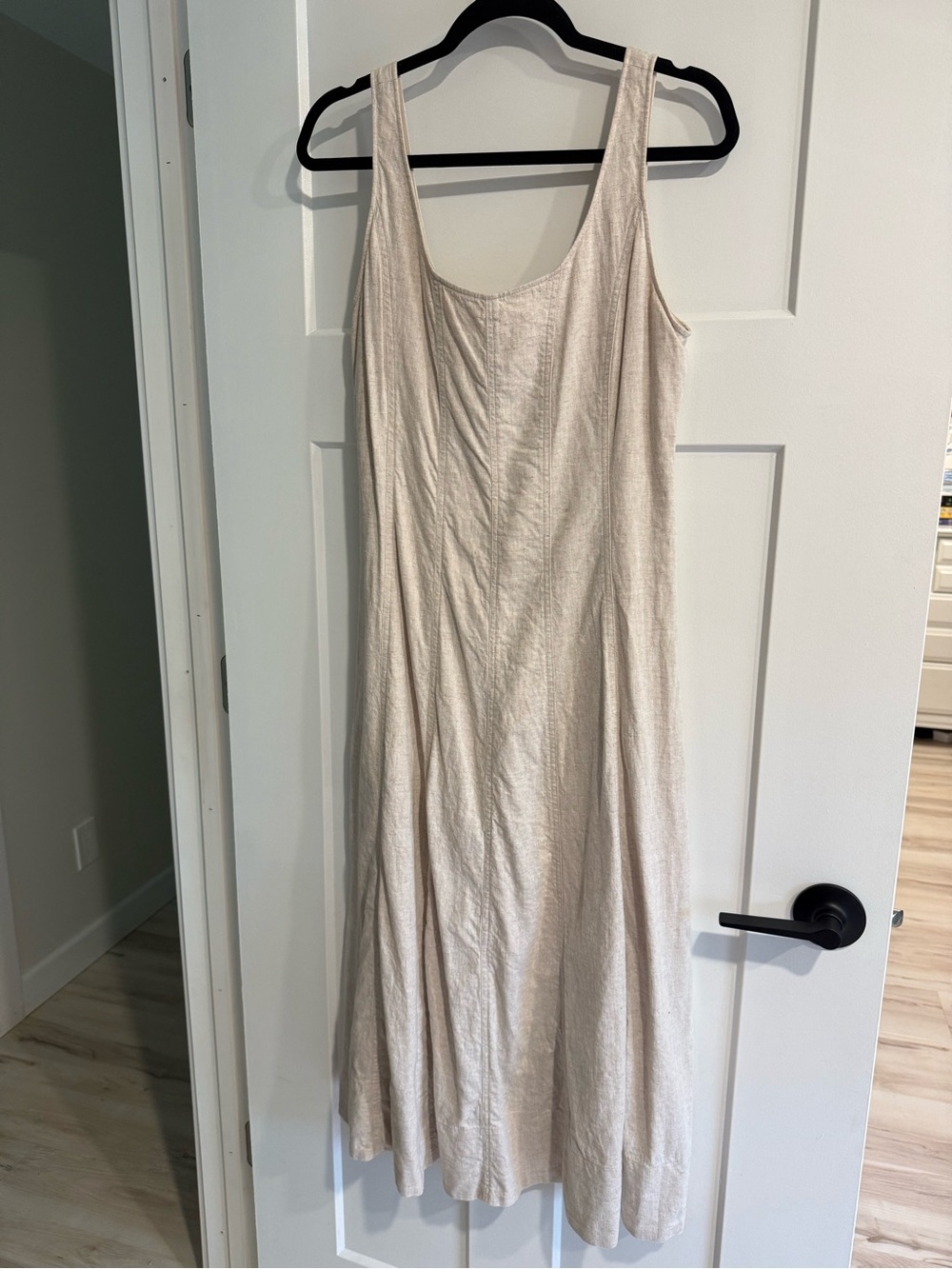 Neutral Scoop Neck Linen-Blend Maxi Dress - Beige